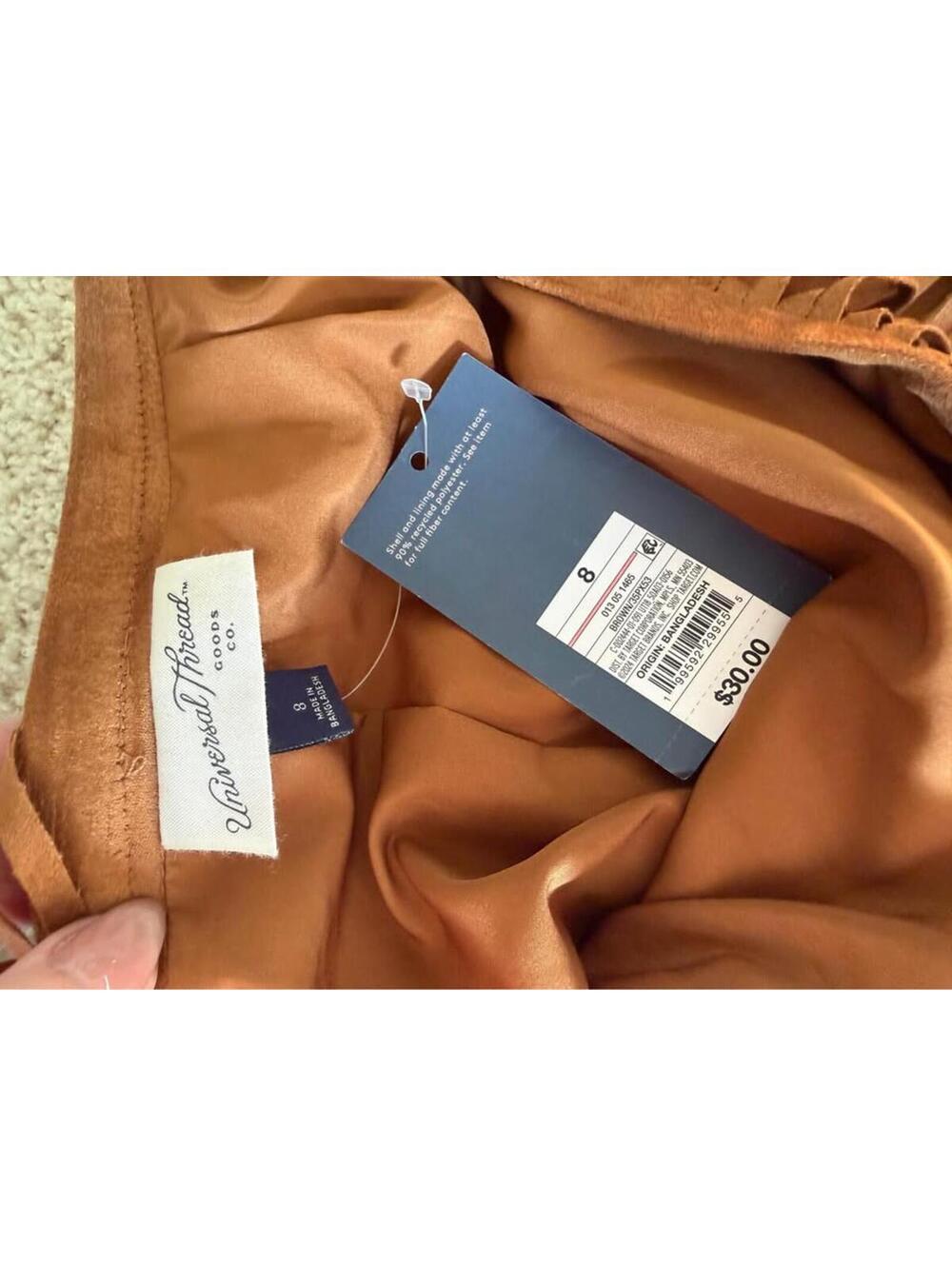 Univ. Thread Frilly, Leathery Brown Skirt - Picture 3 of 4